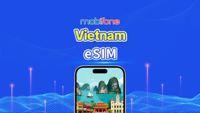 Vietnam mobifone eSIM | 4G | Totalt 30GB/50GB | Lokalt telefonnummer | Avgift per kalenderdag | QR-kod