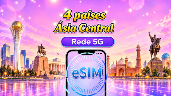 Cazaquistão/Quirguistão/Paquistão/Uzbequistão|eSIM 5G/4G|Pacote diário/Pacote de dados|Cobrança de 24 horas |1-30 dias |Código QR