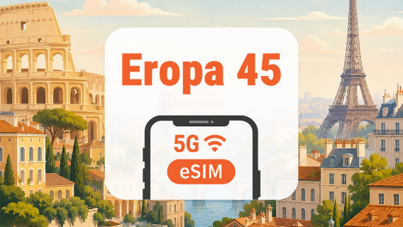 eSIM 5G Eropa 45 Negara | All AI & TikTok | 1–30 Hari | QR Code