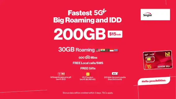 [Singapura]Singtel hai!| Kartu SIM 4G/5G| Transportasi EZlink opsional + kartu telepon 2-in-1| Penjemputan mandiri di Bandara Changi 24 jam/kota