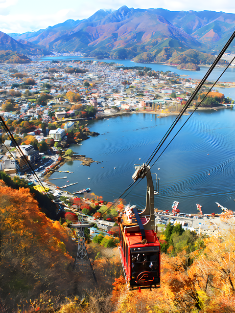 富士山河口湖全景纜車+網紅羅森+忍野八海一日遊,贈送纜車費