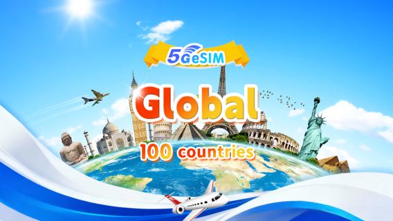 Global (100 countries) 4G/5G eSIM | DayPass/Total | 500MB/day - 30GB Total Data | 1-30 days | 24-hour billing | QR code