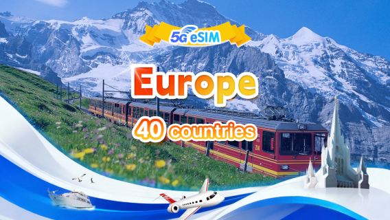 Europe 4G/5G eSIM | DayPass /Total | 500MB/day-total 30GB | 1-30 days | 24-hour system | QR code