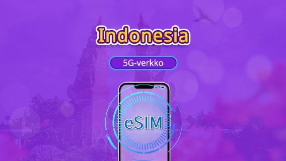 Indonesia | 4G/5G eSIM | Päiväpaketti/Data-paketti | 24 tunnin laskutus | 1-30 päivää valittavissa | QR-koodi