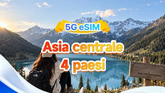 Asia centrale eSIM 5G/4G | Reti multiple · Supporta tutti AI & TikTok | 500MB/giorno - Totale 100GB | Addebito ogni 24 ore | QR code