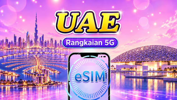 Emiriah Arab Bersatu | eSIM 5G/4G | Pakej Harian/Pakej Data | Caj 24 Jam | 1-30 Hari | Kod QR