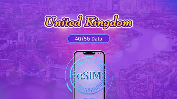 Regno Unito | eSIM 5G/4G | Pass giornaliero / Pacchetto totale | Reimposta il traffico in base all'ora di destinazione | 1–90 giorni | Codice QR