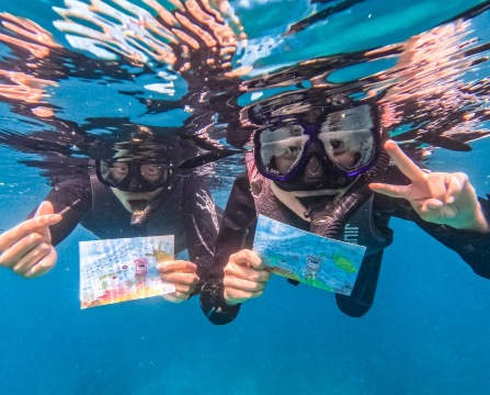 澎湖列島體驗潛水浮潛2小時【波賽頓海底郵筒浮潛體驗｜海底郵筒明信片】