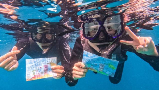 澎湖列島で2時間のダイビング&シュノーケリング体験【ポセイドン海底郵便ポストシュノーケリング体験|海底郵便ポストはがき付き】