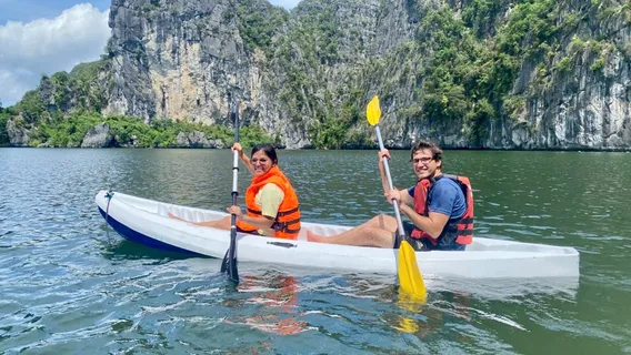 Ha Long Bay in Vietnam with limestone karsts and emerald water