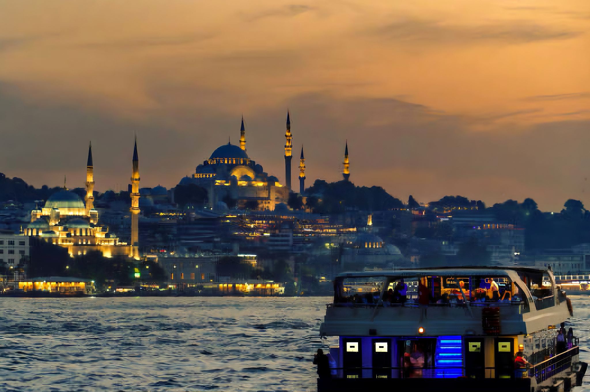 Istanbul Bosphorus Dinner Cruise with Night Views & Turkish Show /  Sunset Cruise