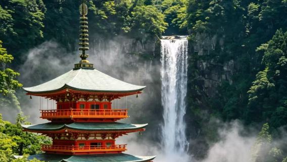 Japan Wakayama Shirahama + Kumano Hongu Taisha + Daimonzaka + Saigoku 33-Temple Kannon Sacred Pilgrimage No.1 - Nachisan Seiganto-ji Temple + Nachi Waterfall day tour