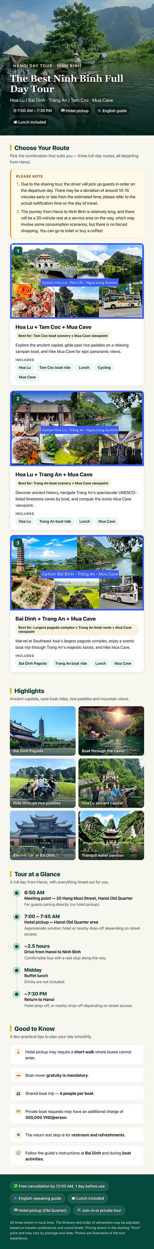 The Best Ninh Binh Full Day Tour: Hoa Lu/Bai Dinh - Trang An/Tam