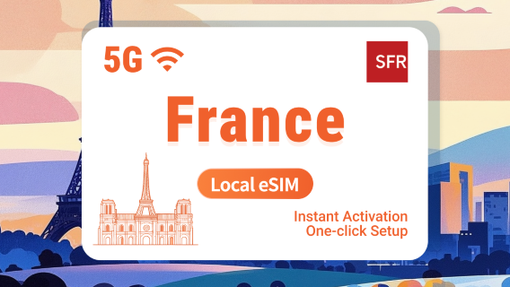 Francia 5G eSIM | Datos por 1–30 días | Activación desde la app | Entrega instantánea del QR