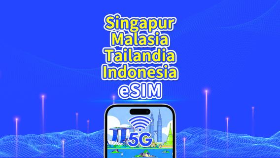 eSIM del Sudeste Asiático | Singapur/Malasia/Tailandia/Indonesia | 5G/4G | Día natural | 1-30 días | Código QR