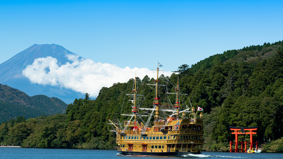 From Tokyo: 1-Day Tour to Lake Ashi Pirate Ship, Floating Torii Gate, and Owakudani