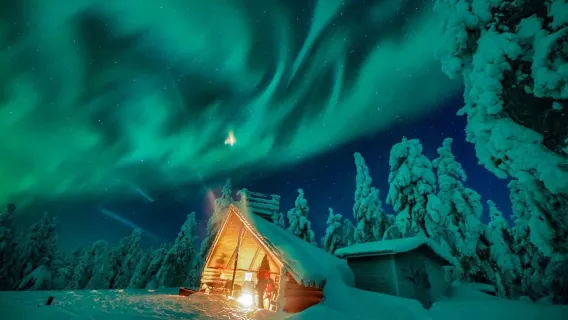 Finnland Rovaniemi Abfahrt Nordlicht-Jagd Tour Wählbare Standardgruppe/8-Personen Kleingruppe