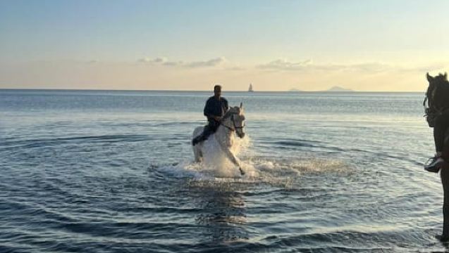 Akrotiri: Guided Horseback Riding Day Trip to a Beach