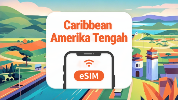 eSIM Amerika Tengah & Caribbean 13 destinasi | All AI & TikTok | 1–30 hari | QR Code