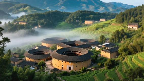 Private chartered car tour from Xiamen to Tianluokeng, Yunshuiyao, Yongding, and Chuxi Tulou, including entrance fees.