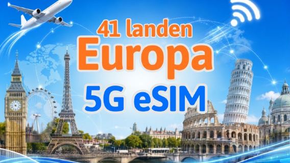 Europa (41 landen) | 5G/4G eSIM | Ondersteunt TikTok & ChatGPT | Dagbundel/Databundel | Natuurlijke dagberekening | 1-90 dagen | QR code