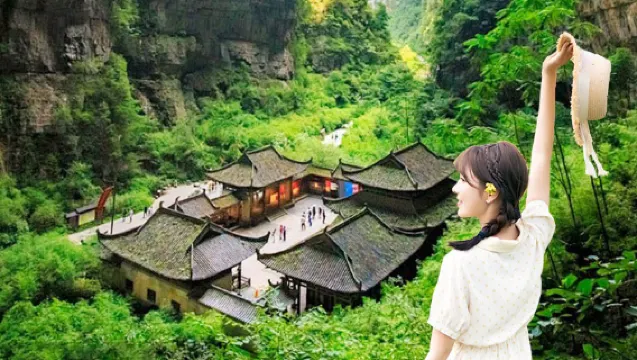 Stone path and gate at Diaoyucheng Fortress in Hechuan, Chongqing, China
