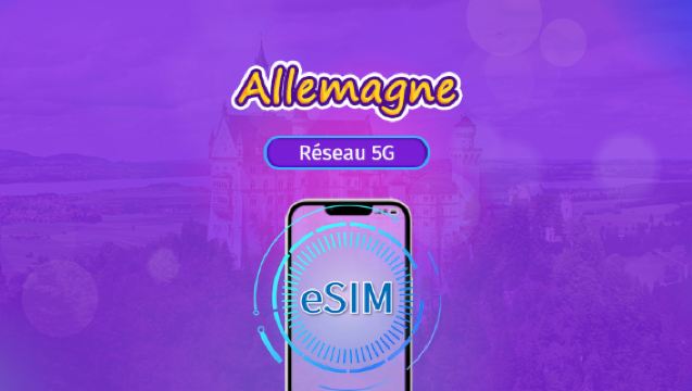 eSIM 5G Allemagne | Compatible avec TikTok, ChatGPT et d'autres applications populaires dans le monde | Pass journalier / Forfait data total | Facturation par jours calendaires | 1 à 30 jours | Code QR