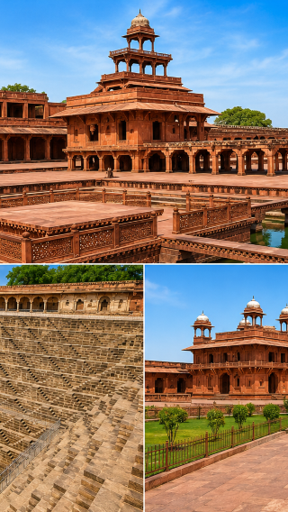 โอนอากราไปชัยปุระหรือชัยปุระไปอากรา ผ่านฟาเตห์ปูร์ sikri และบ่อขั้นบันได (Chand Baori)