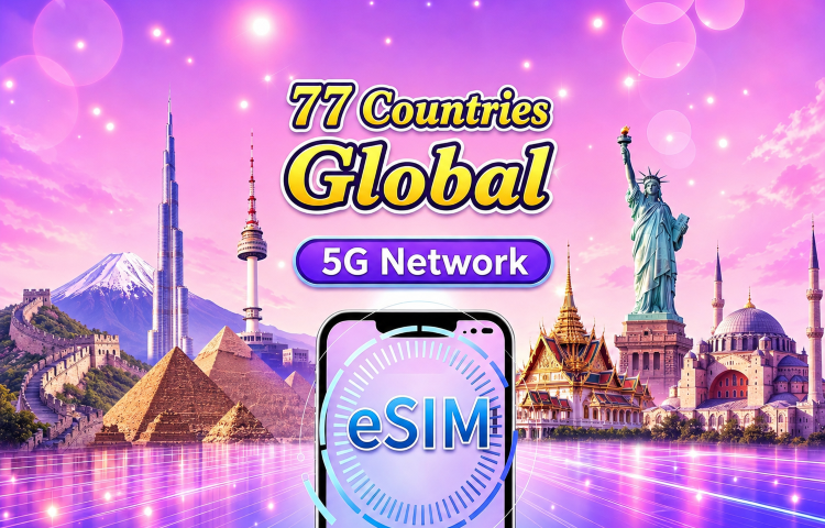 Global (77 Countries) 5G/4G eSIM | Supports Google Maps/TikTok/ChatGPT | Total Data Plan | 24-Hour Billing | 1–30 Days | QR code