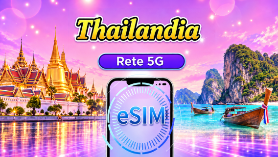 Thailandia | eSIM 5G | Pass giornaliero / Pacchetto totale | Fatturazione ogni 24 ore | 1-30 giorni | Codice QR