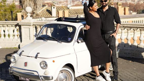 Roma: Servizio fotografico con Fiat 500 d'epoca