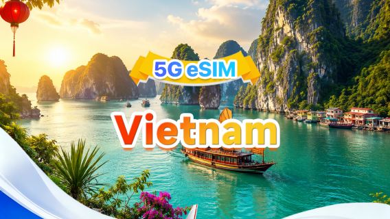 เวียดนาม 5G/4G eSIM | 2 เครือข่าย·สนับสนุน All AI & TikTok | 500MB/วัน-รวม 30GB | 1-30 วัน | คิดค่าบริการราย 24 ชั่วโมง | QR code