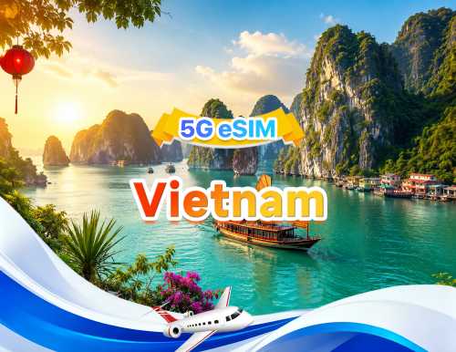 베트남 5G/4G eSIM | 2사망·모든 AI & TikTok 지원 | 500MB/일-총량 30GB | 1-30일 | 24시간 과금 | QR 코드
