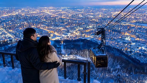 Inverno in Hokkaido, edizione limitata: snowmobile + osservatorio panoramico del Lago Toya + Lago Shikotsu + vista notturna del Monte Moiwa