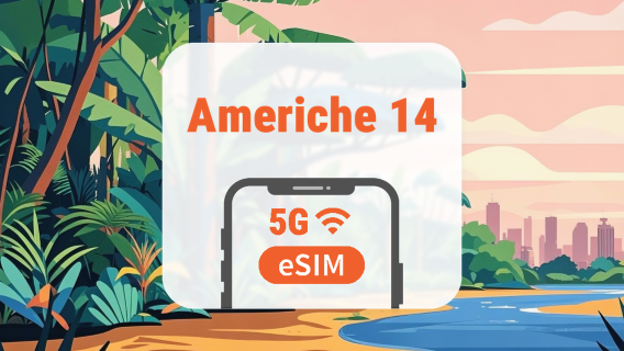 eSIM 5G Americhe | 14 destinazioni • All AI & TikTok | 1–30 giorni | Codice QR