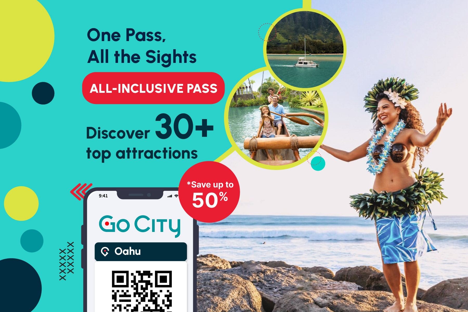 Go City オアフ島オールインクルーシブパス 【公式直営/40以上の人気観光スポット含む/ポリネシア・カルチャー・センター/ワイメア渓谷】|オアフ島オールインクルーシブ