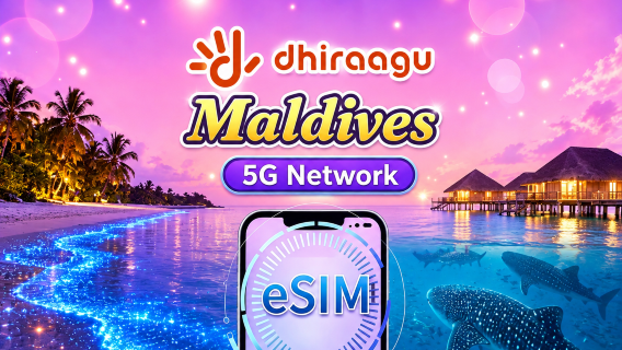 eSIM 5G Dhiraagu das Maldivas | Compatível com Google Maps/TikTok | Inclui SMS e chamadas | Pacote de dados de 10 dias | Cobrança diária | Código QR