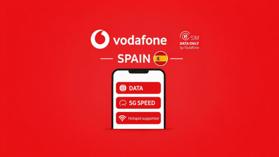 Spain Vodafone 5G eSIM|Total 25GB/90GB/140GB|Europe Roaming Data|Natural Day|3-30 Days|QR Code