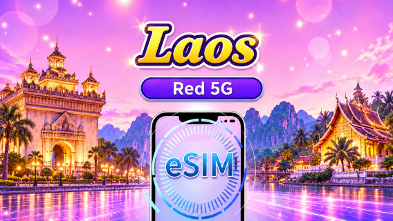 eSIM 5G/4G de Laos | Compatible con TikTok y Google Maps | Paquete diario/de datos | Facturación por 24 horas | 1-30 días | Código QR