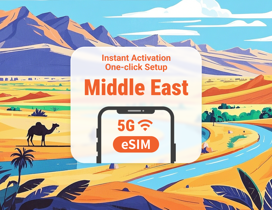 Oriente Medio 17 destinos eSIM 5G | Israel, Omán, Catar y más | 1–30 días | Código QR instantáneo
