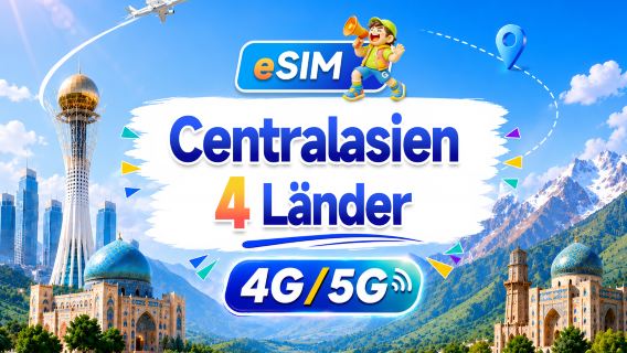 Centralasien 4 länder 5G/4G eSIM | Stöd för alla AI & TikTok | 500MB/dag - Totalt 100GB | 24-timmars debitering | QR-kod