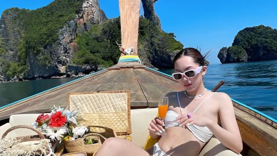 Alquiler de lancha de lujo de cola larga en Krabi: excursión de un día a las cuatro islas mágicas (personalización privada) + Pesca de altura + Buceo con esnórquel