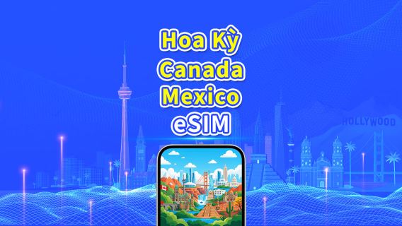Hoa Kỳ / Canada / Mexico 5G eSIM | Gói dữ liệu theo ngày / tổng dung lượng | 1–30 ngày | Tính cước 24 giờ | Mã QR