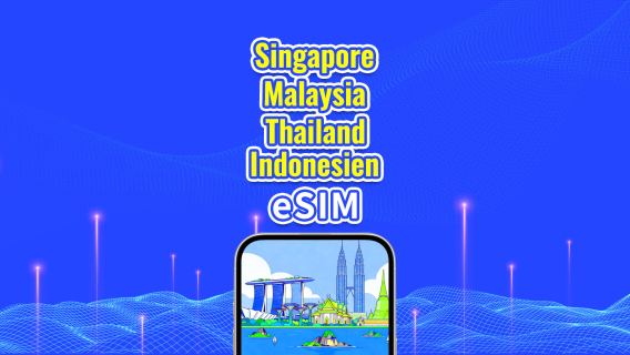 Sydøstasien 5G eSIM | Singapore/Malaysia/Thailand/Indonesien | Dagspris/Samlet datapakke | 1-30 dage | 24-timers afregning | QR-kode
