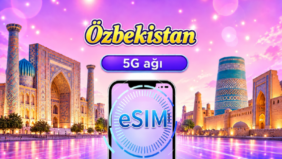 Özbekistan 5G eSIM | Google Maps / TikTok Desteği | Günlük Paket/Veri Paketi | 1-30 Gün | 24 Saatlik Ücretlendirme | QR Kodu