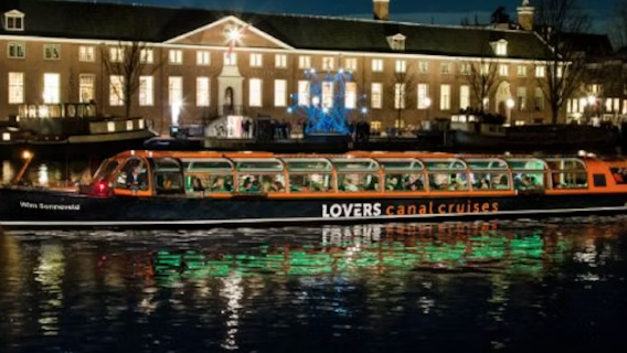 Crociera notturna sui canali di Amsterdam: partenza dalla Stazione Centrale [audioguida in cinese/paesaggi notturni immersivi/scopri il fascino romantico di Amsterdam]