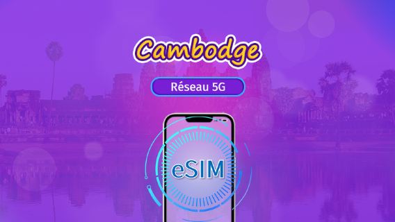 Cambodge | eSIM 5G/4G | Forfait journalier/forfait total | Facturation 24h | 1 à 30 jours | Code QR