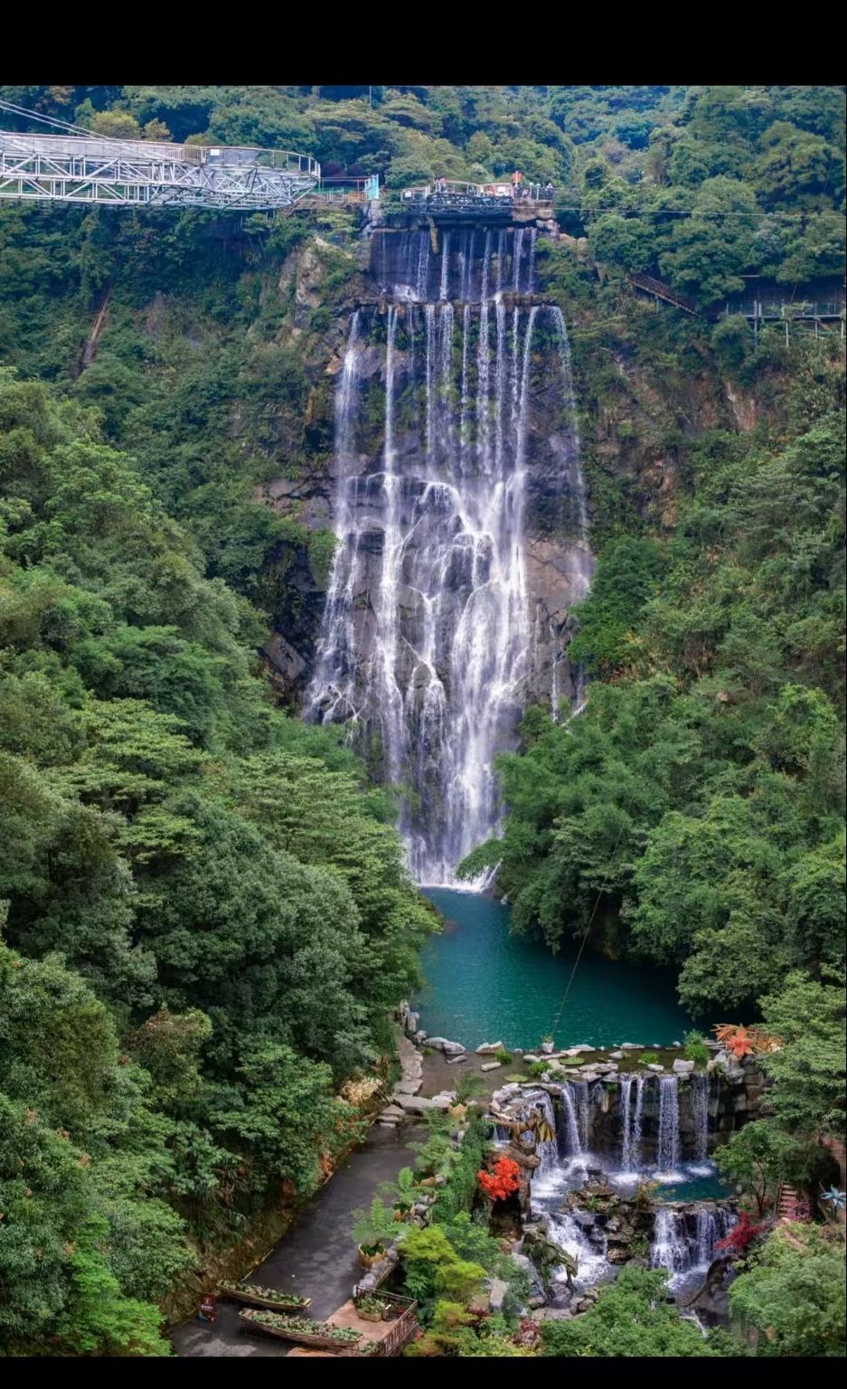 Guangdong, China + Qingyuan Gu Long Xia + Gu Long Xia Glass Grand Canyon + Gu Long Xia Grand Waterfall Group