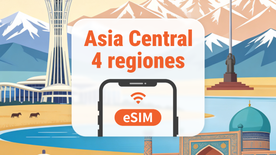 Asia Central 4 Países eSIM | Apps de IA y TikTok | 1–30 Días | Código QR