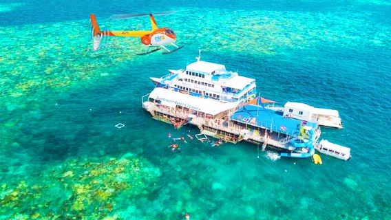 Срочный заказ#Однодневный тур на круизном лайнере Sunlover в Кэрнсе с 4-часовым погружением к Большому Барьерному рифу и опциональным вертолетом